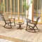 Black and Brown Outdoor Rocking Chair Bistro Set with Side Table Metal Frame Ergonomic Seat 330 lbs Capacity Patio Furniture for Porch Yard or Balcony
